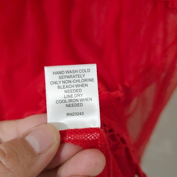 NEW YORK & COMPANY Nwt Lace-Mesh Sleeveless Tiered Tunic Top, Red, L - Picture 15 of 16